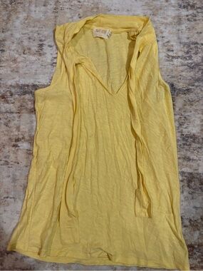 Nation LTD Light Yellow Hooded V-Neck Sleeveless Tank